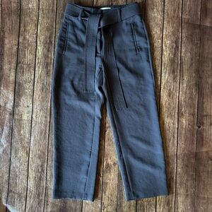 Wilfred Aritzia Belted Wide-Leg Trousers | Charcoal | Size 4